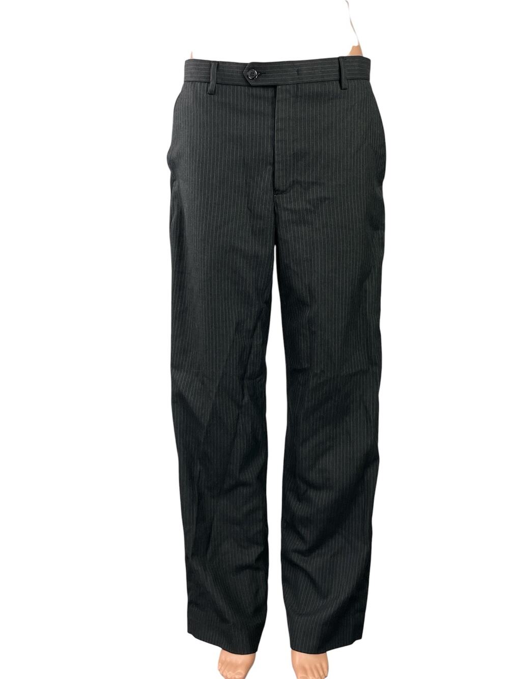 Shapes Womens Black Pinstriped High Waisted Wide Leg Trousers Dress Pants Size M